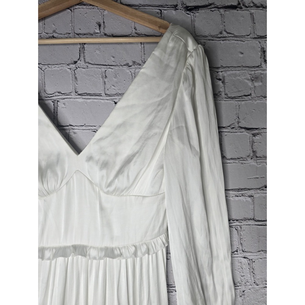 Davids Bridal Studio Soft Pearl White Ruffle Charmeuse Mini Dress New Size 6 - Picture 4 of 12